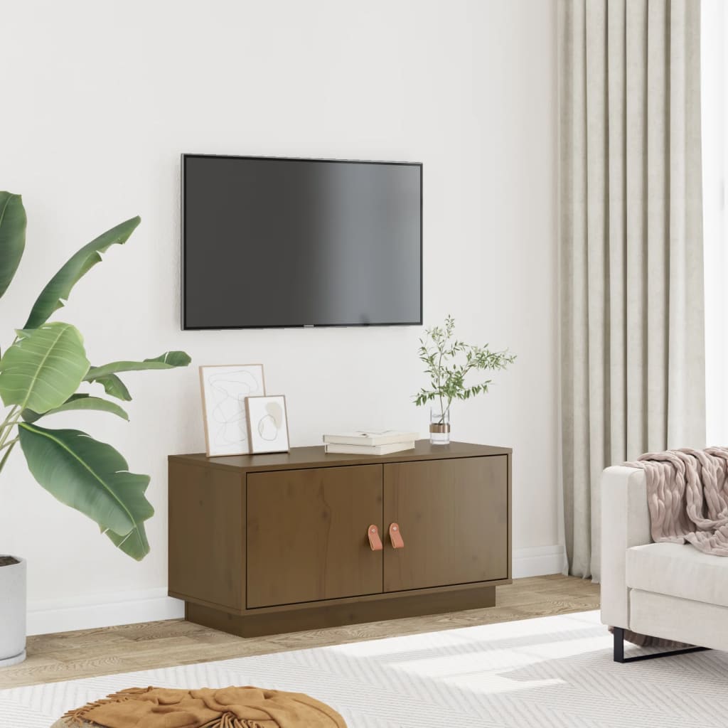 TV Cabinet Honey Brown 80x34x40 cm Solid Wood Pine