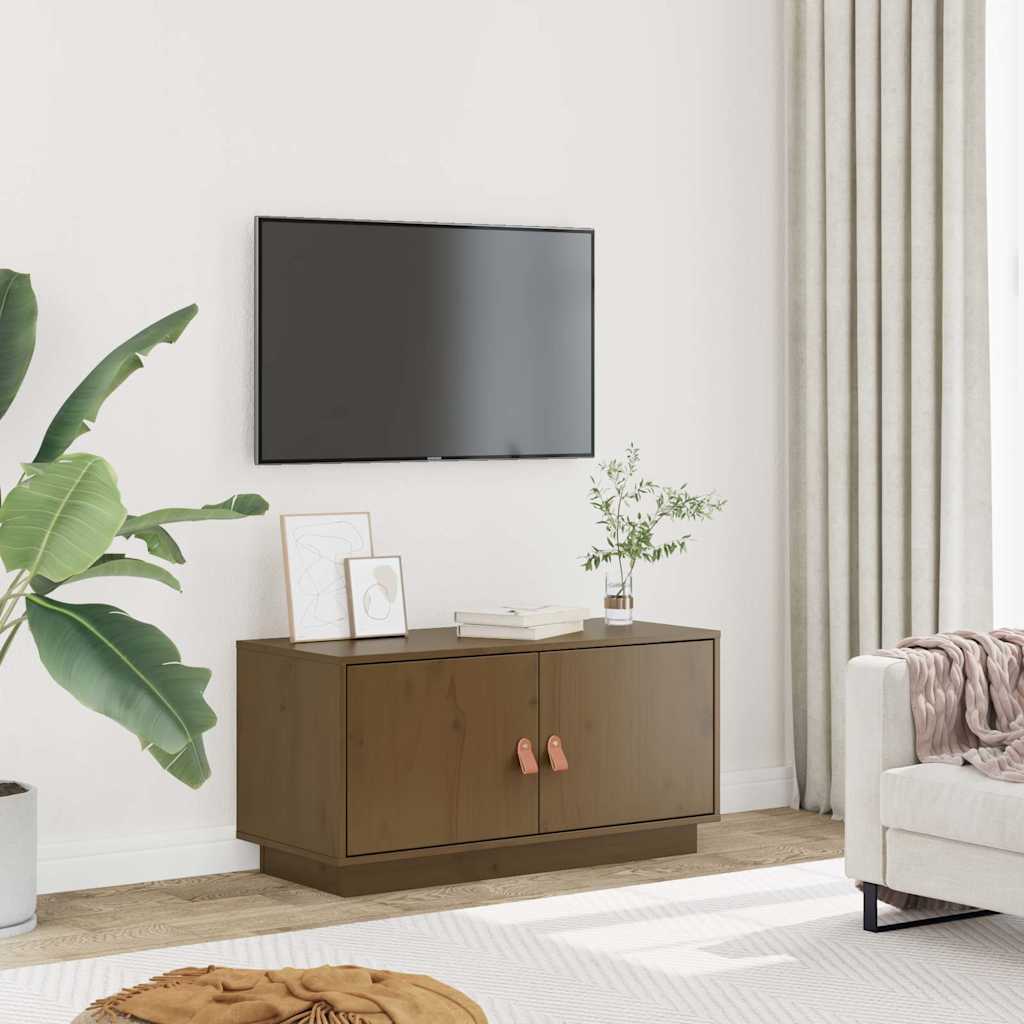 TV Cabinet Honey Brown 80x34x40 cm Solid Wood Pine