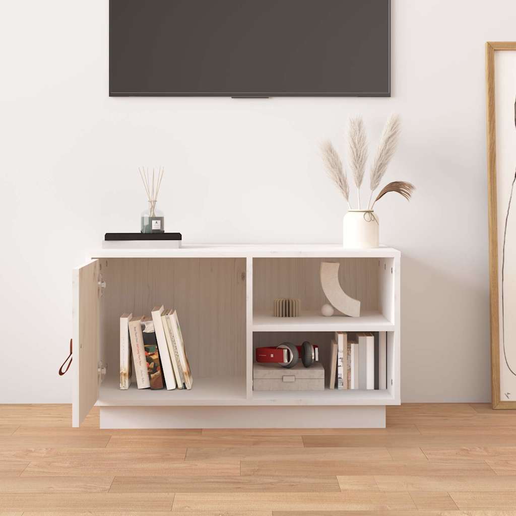 818236 vidaXL TV Cabinet White 70x34x40 cm Solid Wood Pine