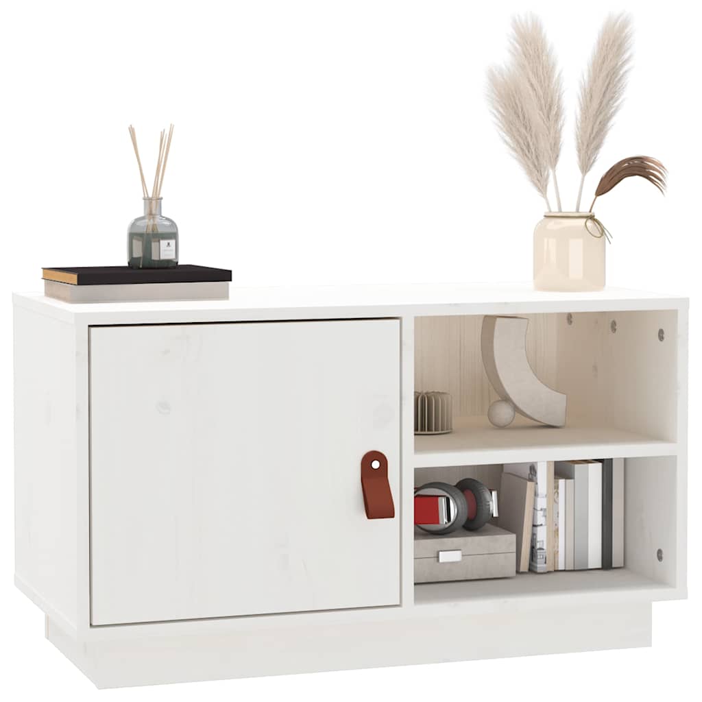 818236 vidaXL TV Cabinet White 70x34x40 cm Solid Wood Pine