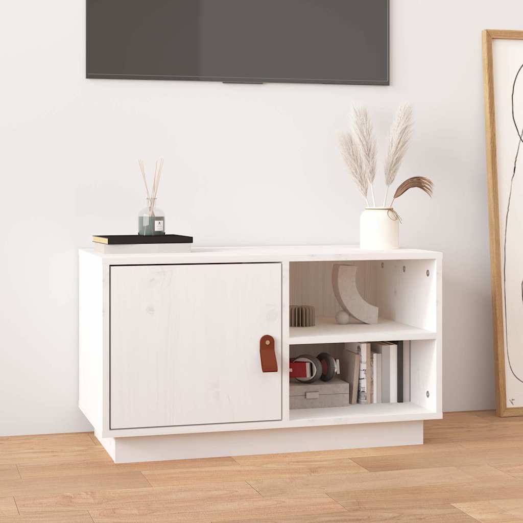 818236 vidaXL TV Cabinet White 70x34x40 cm Solid Wood Pine