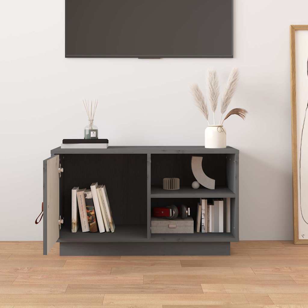 818237 vidaXL TV Cabinet Grey 70x34x40 cm Solid Wood Pine