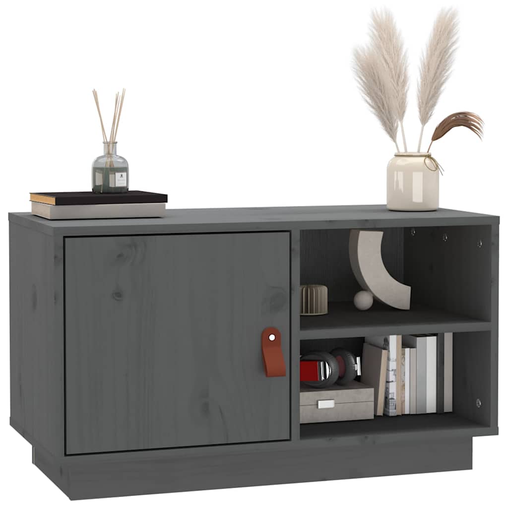 818237 vidaXL TV Cabinet Grey 70x34x40 cm Solid Wood Pine