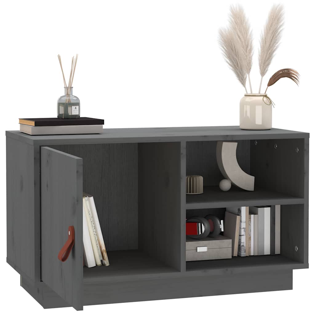 818237 vidaXL TV Cabinet Grey 70x34x40 cm Solid Wood Pine