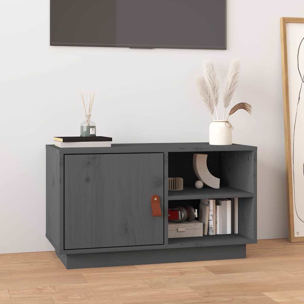 818237 vidaXL TV Cabinet Grey 70x34x40 cm Solid Wood Pine
