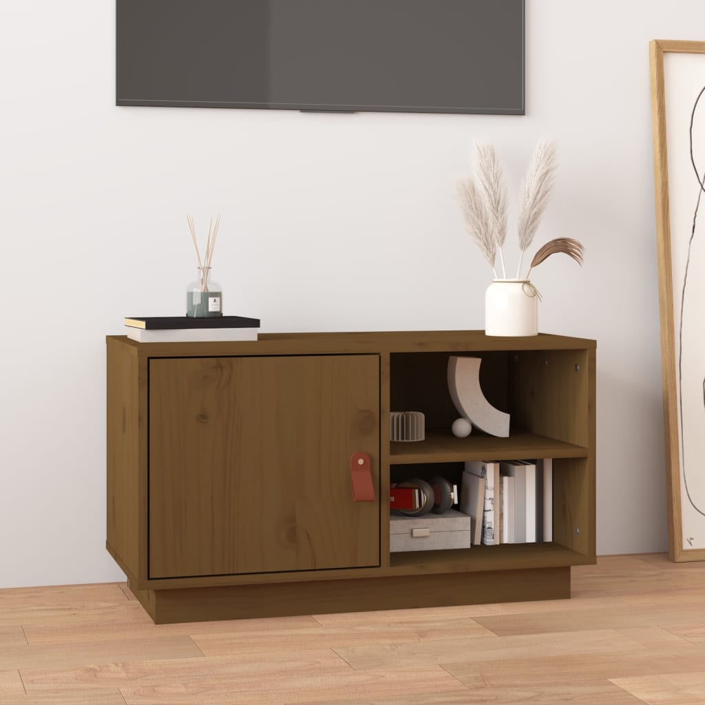818238 vidaXL TV Cabinet Honey Brown 70x34x40 cm Solid Wood Pine