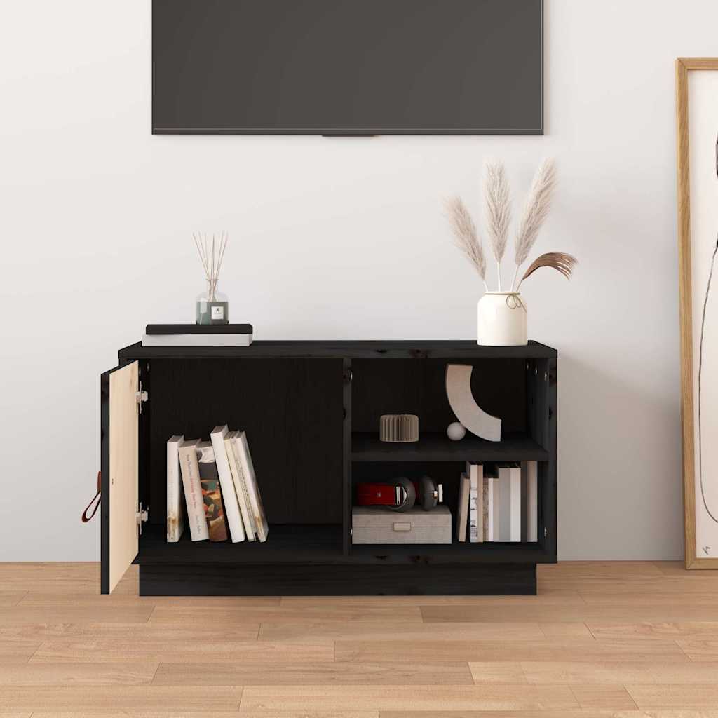 818239 vidaXL TV Cabinet Black 70x34x40 cm Solid Wood Pine