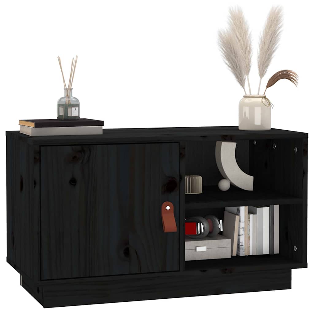 818239 vidaXL TV Cabinet Black 70x34x40 cm Solid Wood Pine