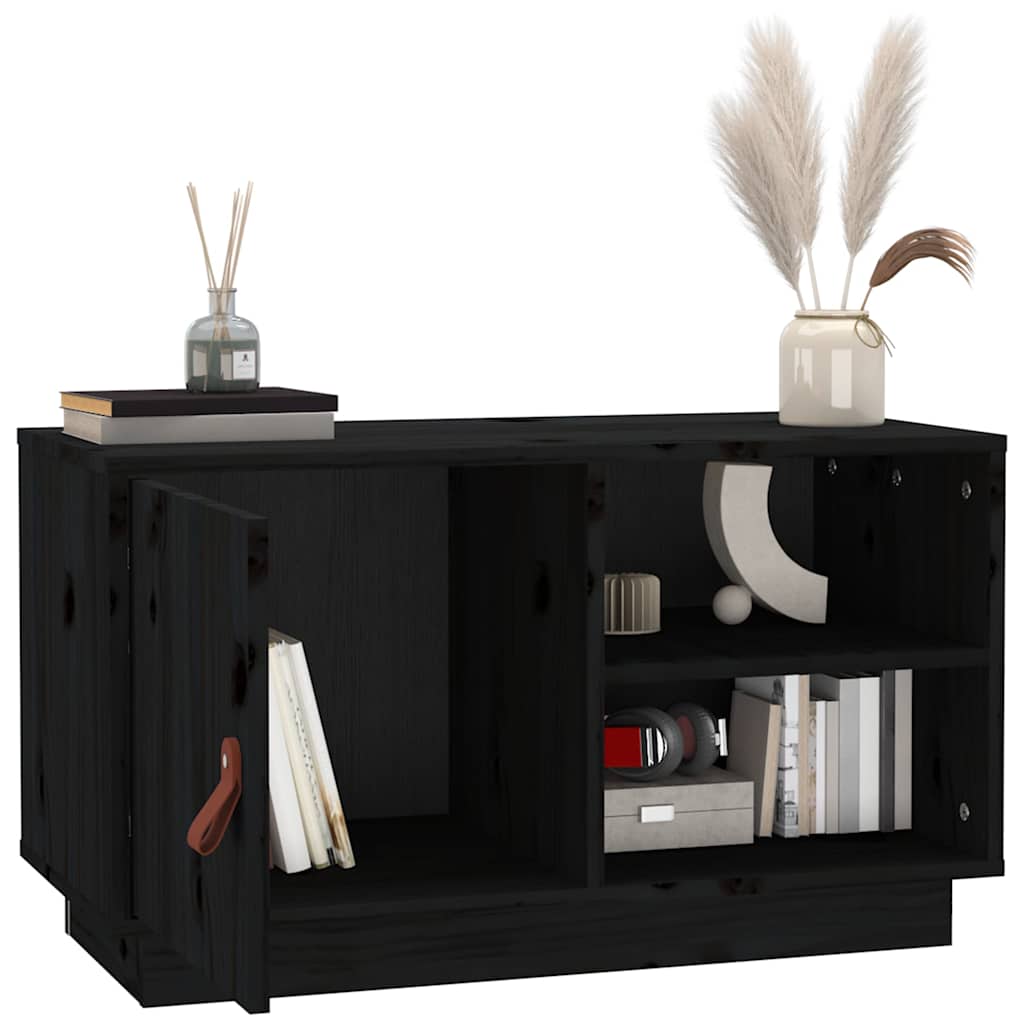 818239 vidaXL TV Cabinet Black 70x34x40 cm Solid Wood Pine