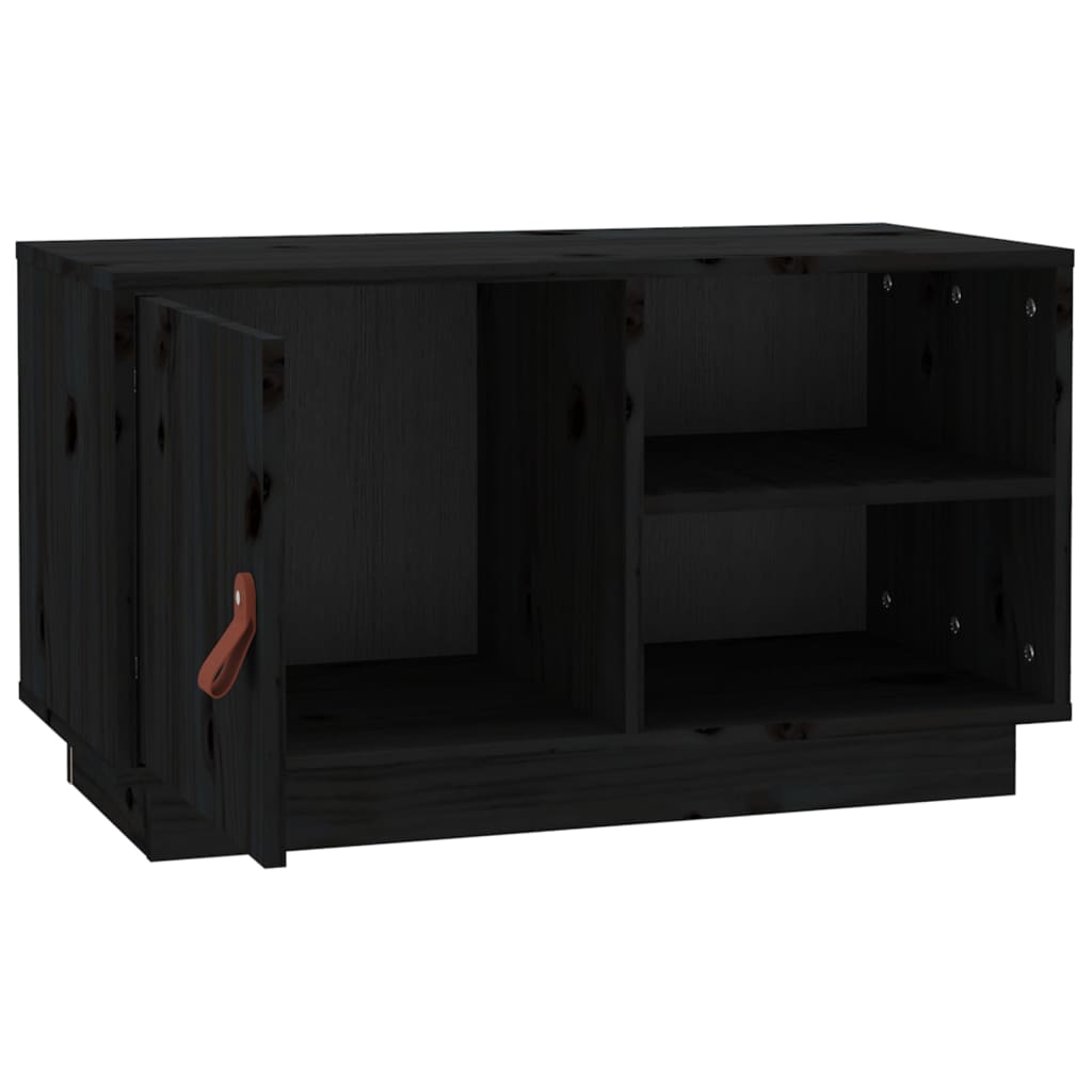 vidaXL TV Cabinet Black 70x34x40 cm Solid Wood Pine