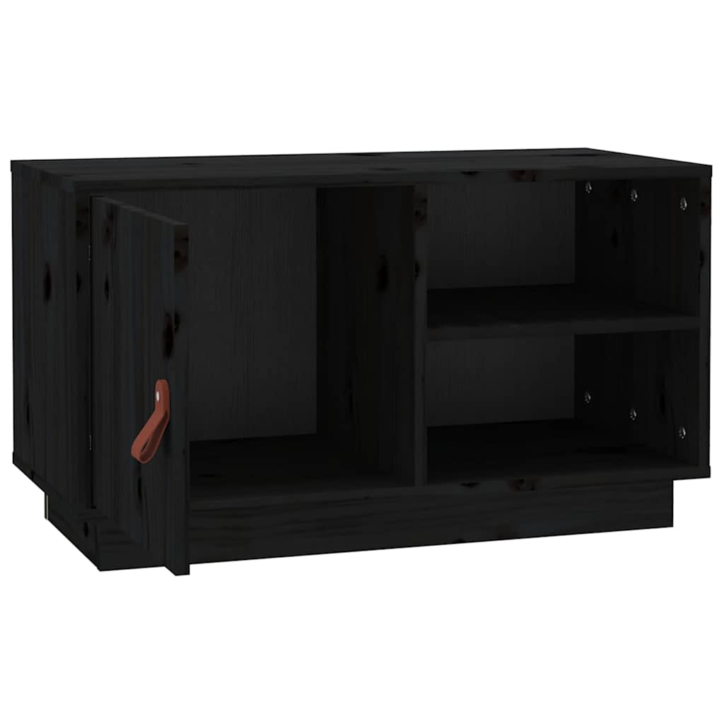 818239 vidaXL TV Cabinet Black 70x34x40 cm Solid Wood Pine