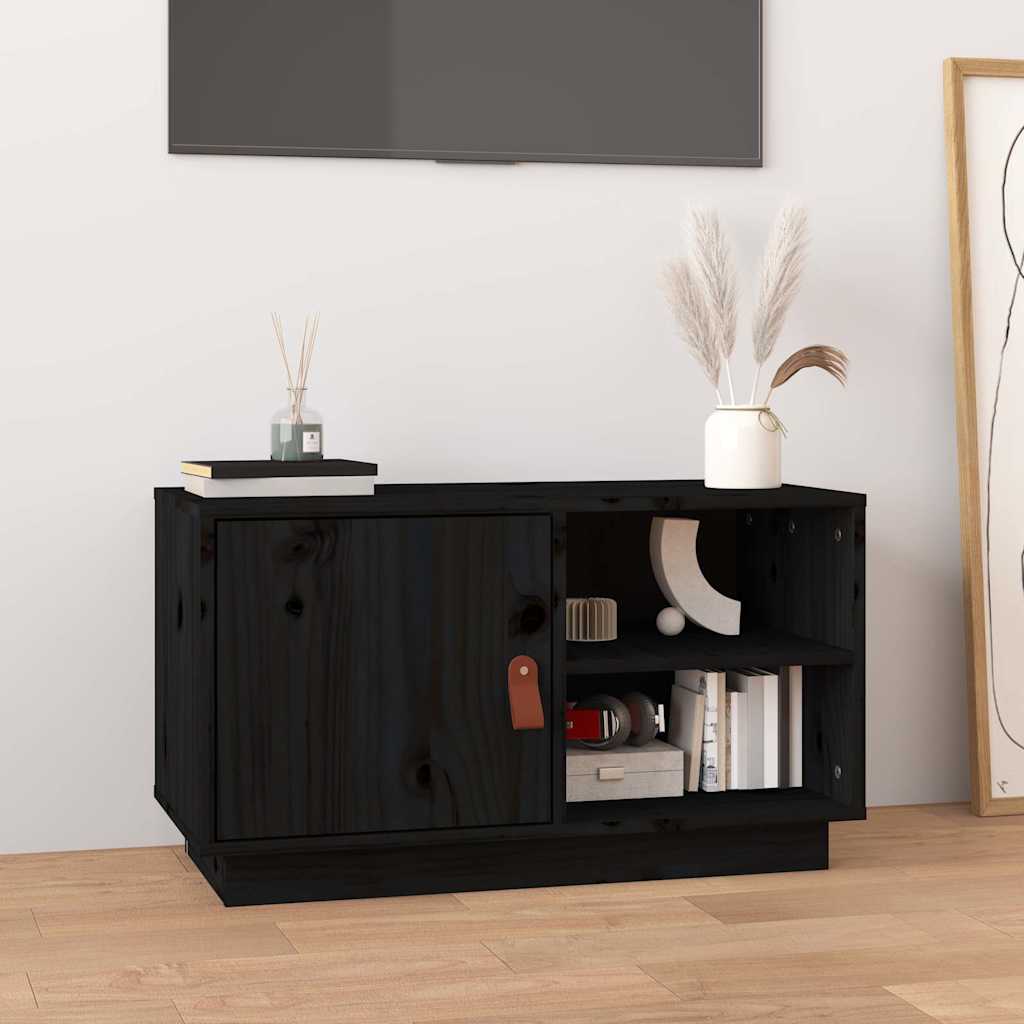 818239 vidaXL TV Cabinet Black 70x34x40 cm Solid Wood Pine