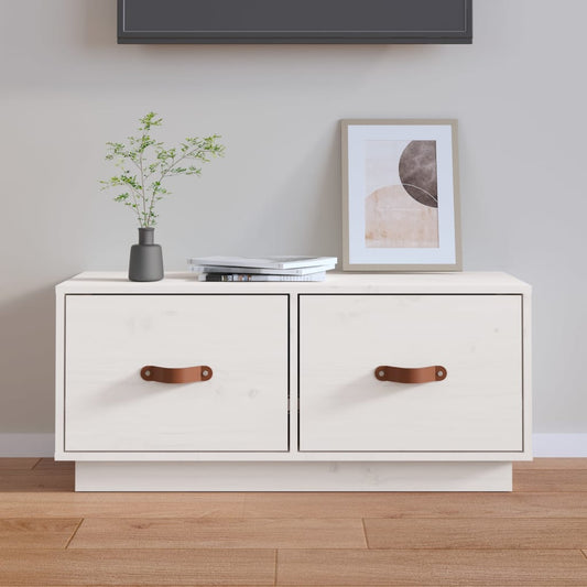 vidaXL TV Cabinet White 80x34x35 cm Solid Wood Pine