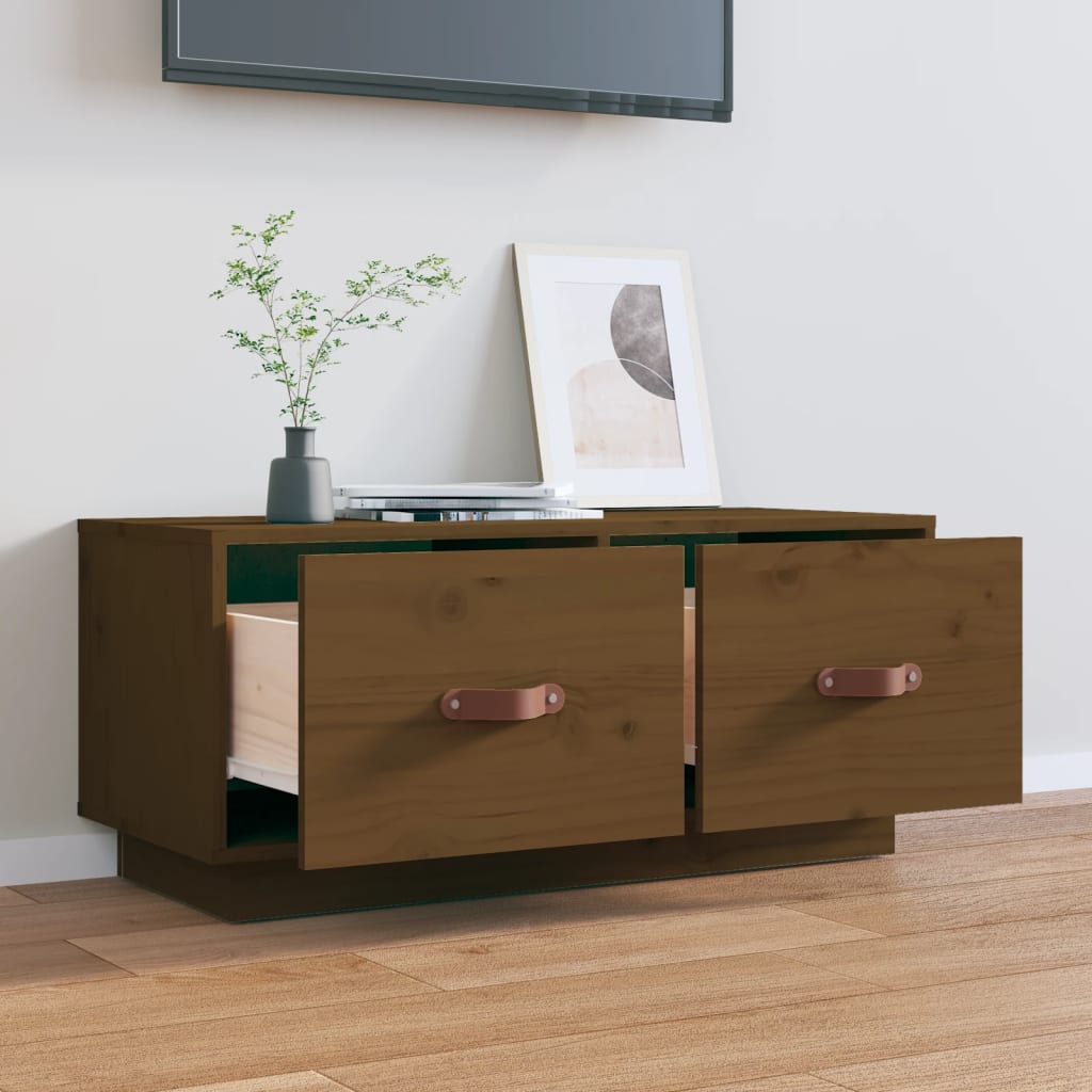TV Cabinet Honey Brown 80x34x35 cm Solid Wood Pine