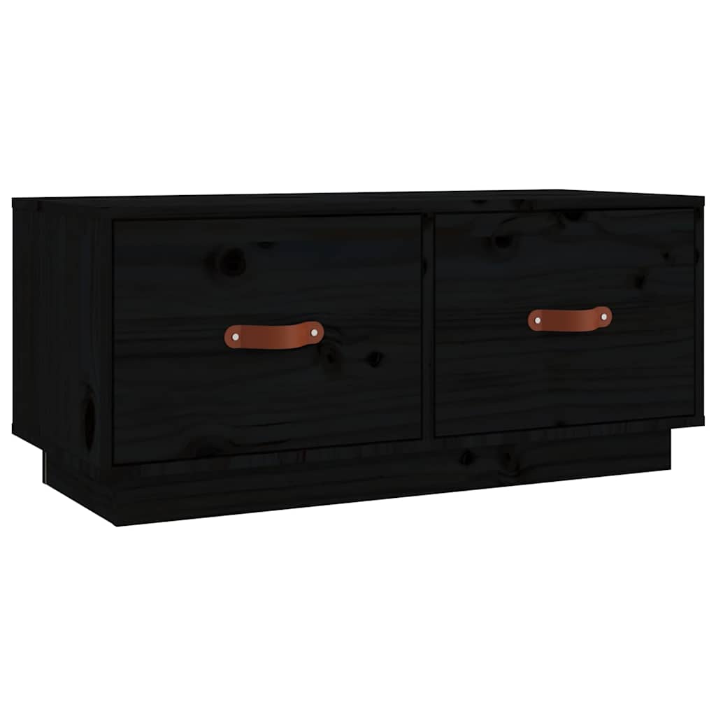 818244 vidaXL TV Cabinet Black 80x34x35 cm Solid Wood Pine