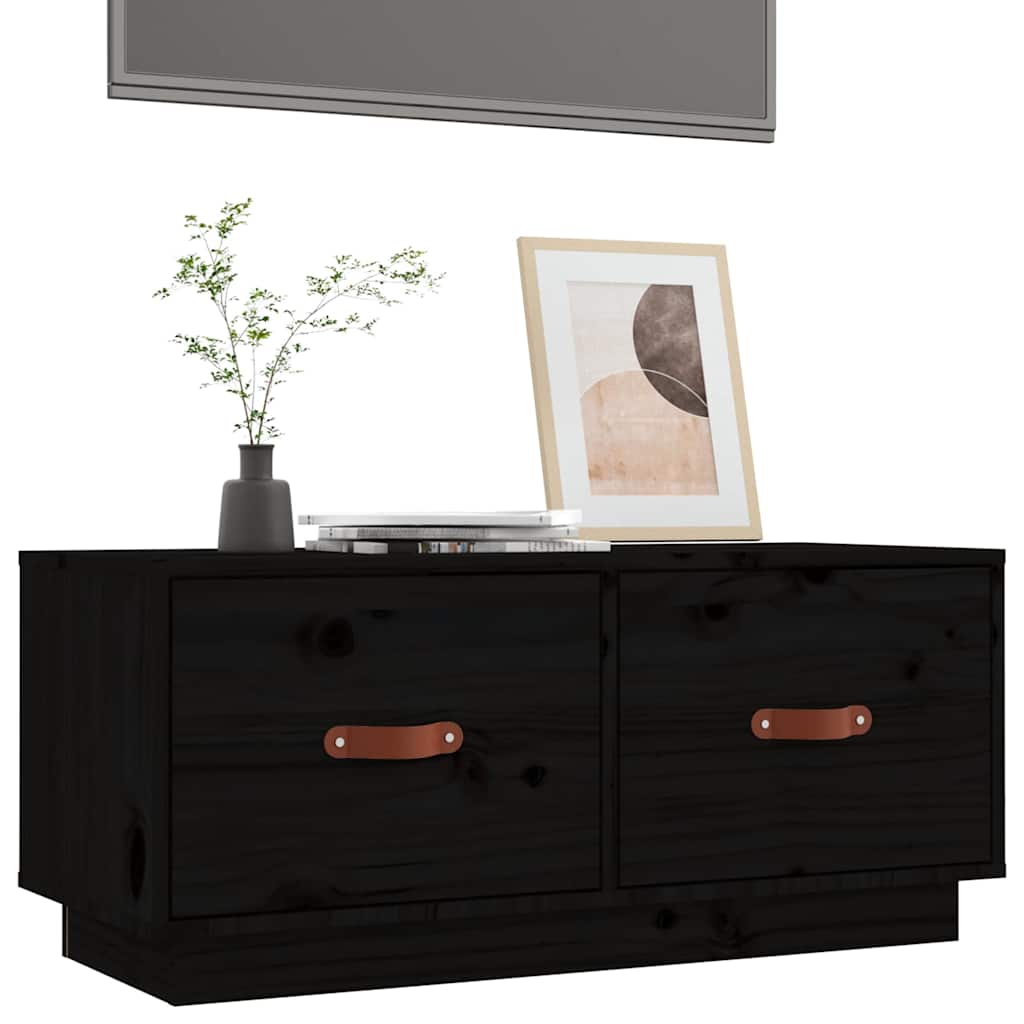 818244 vidaXL TV Cabinet Black 80x34x35 cm Solid Wood Pine