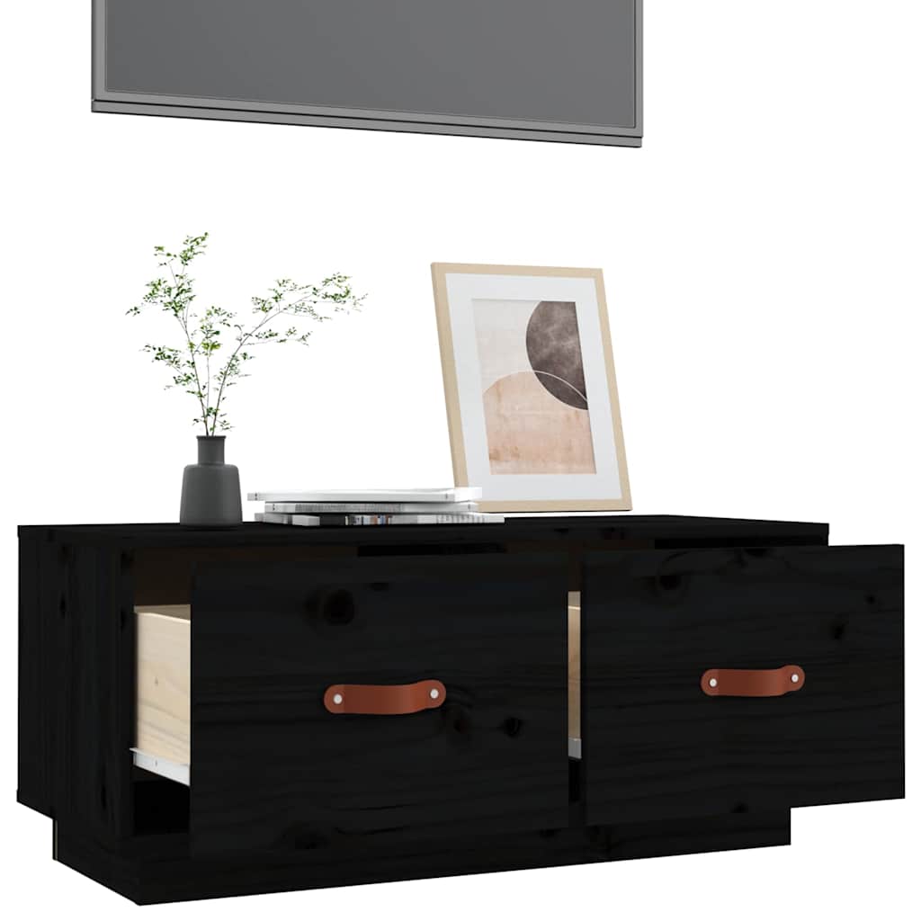 818244 vidaXL TV Cabinet Black 80x34x35 cm Solid Wood Pine