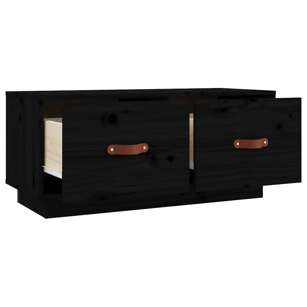 818244 vidaXL TV Cabinet Black 80x34x35 cm Solid Wood Pine