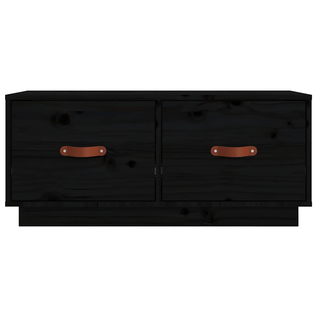 818244 vidaXL TV Cabinet Black 80x34x35 cm Solid Wood Pine