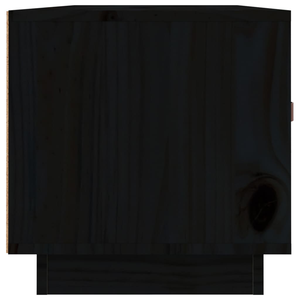 TV Cabinet Black 80x34x35 cm Solid Wood Pine