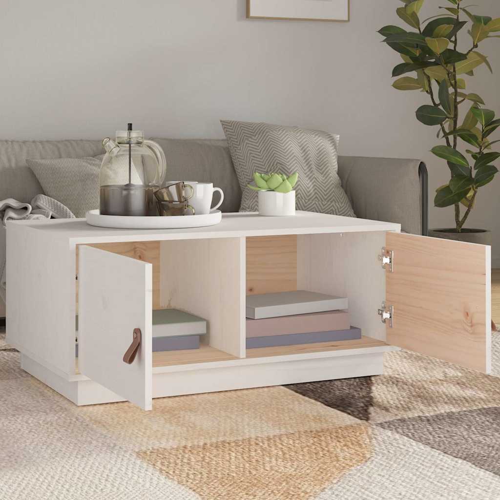 818251 vidaXL Coffee Table White 80x50x35 cm Solid Wood Pine