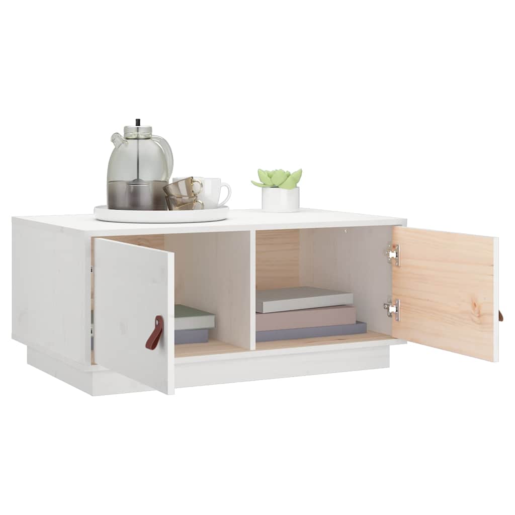 818251 vidaXL Coffee Table White 80x50x35 cm Solid Wood Pine