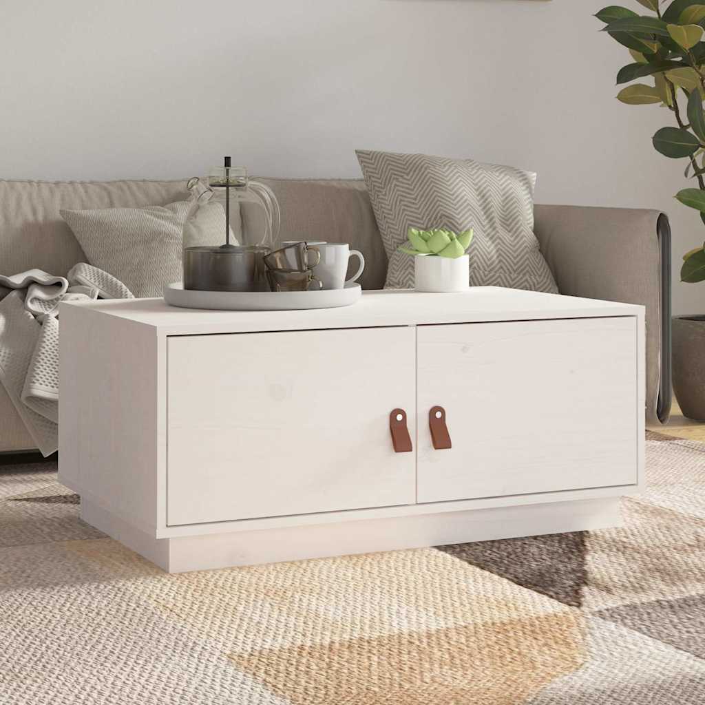 818251 vidaXL Coffee Table White 80x50x35 cm Solid Wood Pine