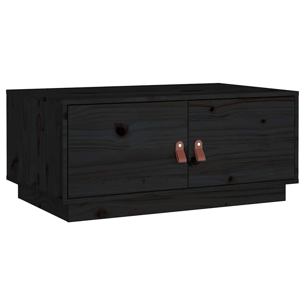 818254 vidaXL Coffee Table Black 80x50x35 cm Solid Wood Pine