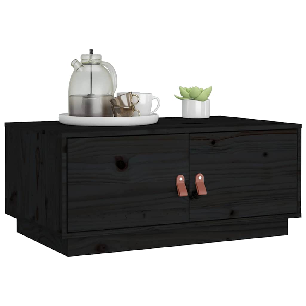 818254 vidaXL Coffee Table Black 80x50x35 cm Solid Wood Pine