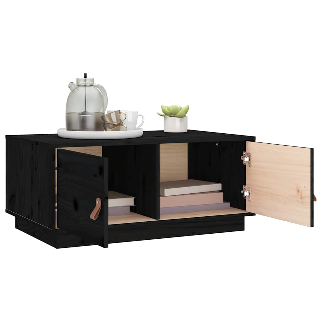 818254 vidaXL Coffee Table Black 80x50x35 cm Solid Wood Pine