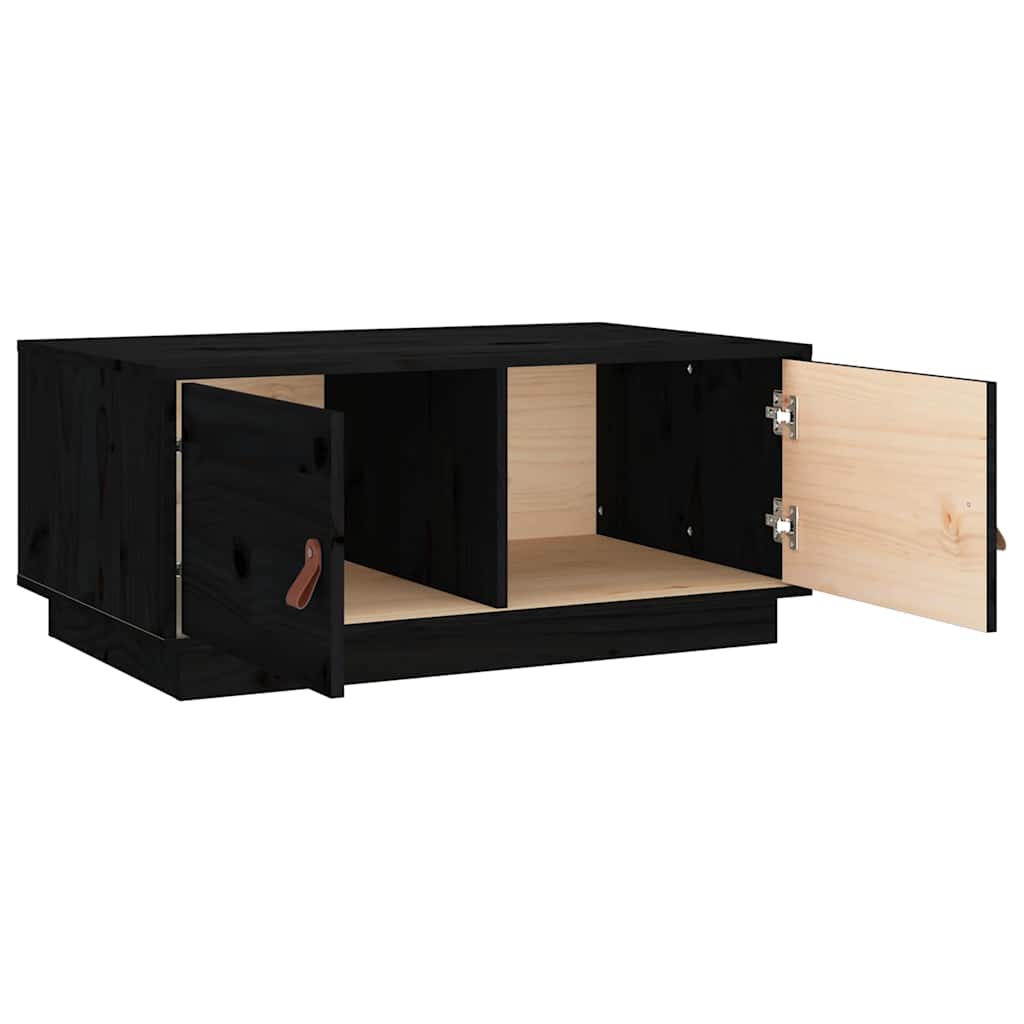 818254 vidaXL Coffee Table Black 80x50x35 cm Solid Wood Pine