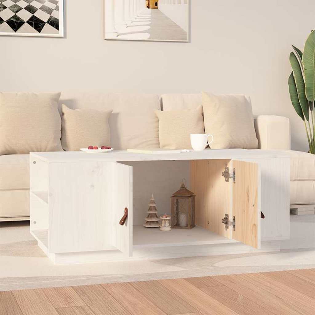 818256 vidaXL Coffee Table White 100x50x41 cm Solid Wood Pine