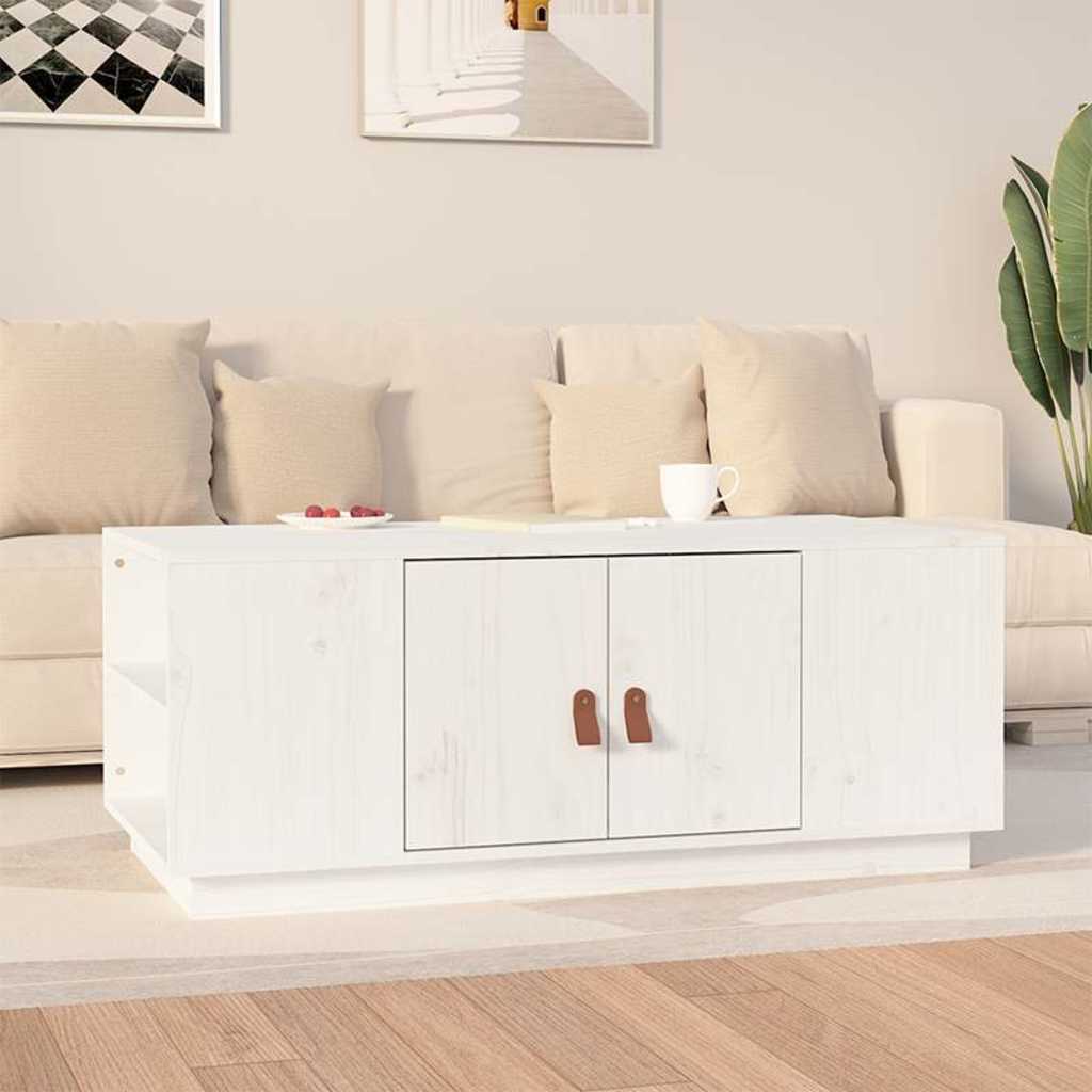 818256 vidaXL Coffee Table White 100x50x41 cm Solid Wood Pine