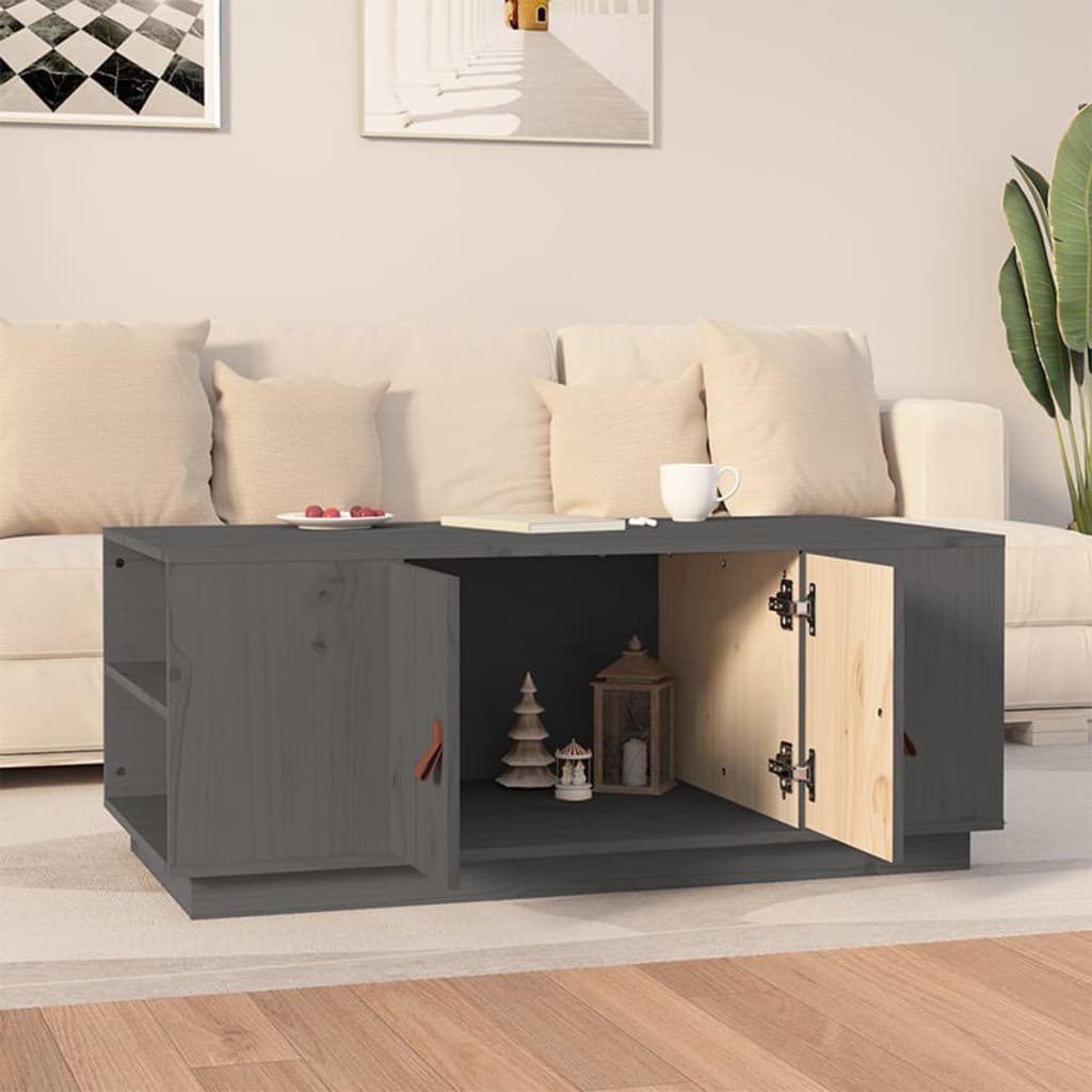 Coffee Table Grey 100x50x41 cm Solid Wood Pine
