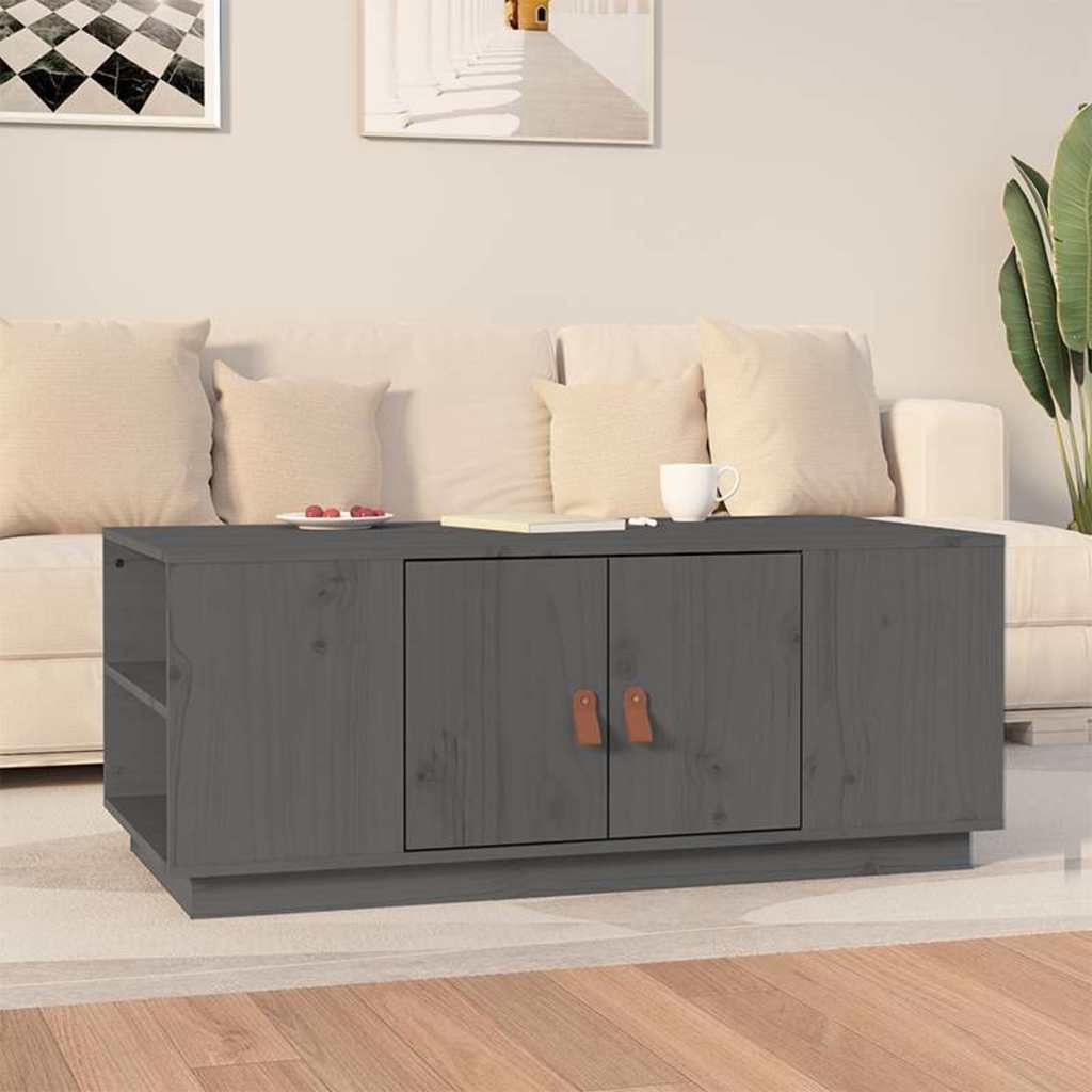 818257 vidaXL Coffee Table Grey 100x50x41 cm Solid Wood Pine