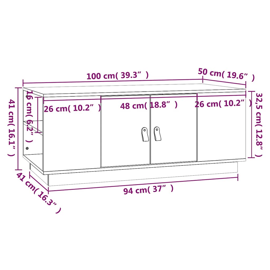 818258 vidaXL Coffee Table Honey Brown 100x50x41 cm Solid Wood Pine