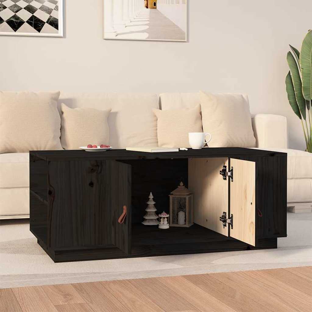 818259 vidaXL Coffee Table Black 100x50x41 cm Solid Wood Pine