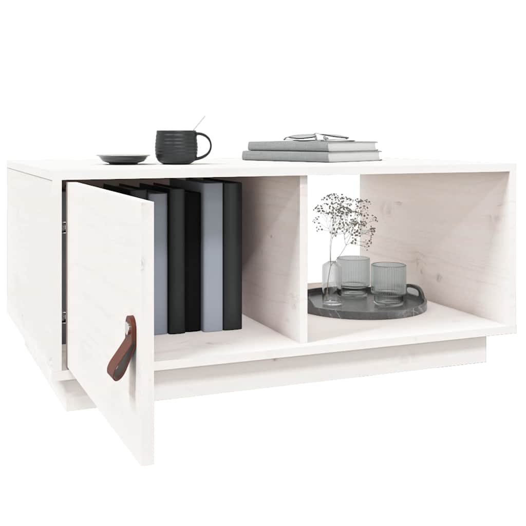 818261 vidaXL Coffee Table White 80x50x35,5 cm Solid Wood Pine