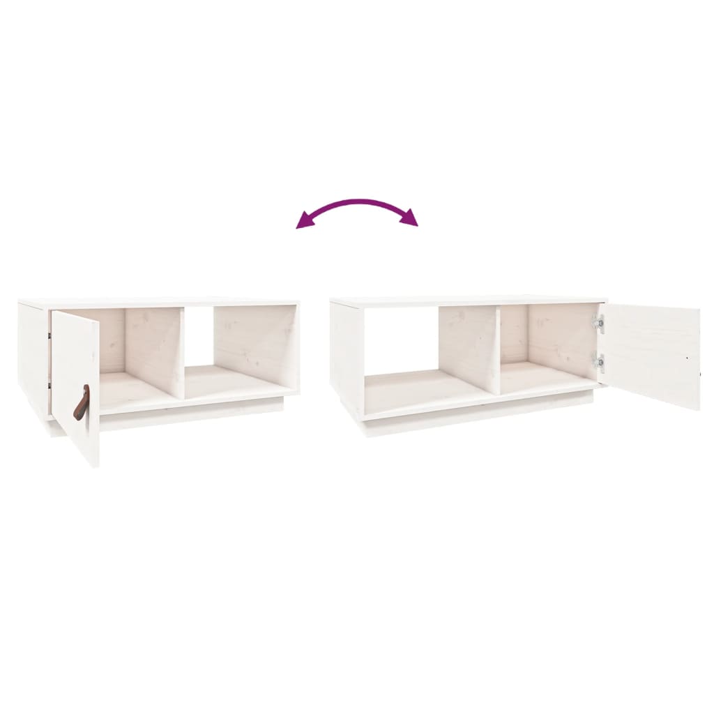 818261 vidaXL Coffee Table White 80x50x35,5 cm Solid Wood Pine