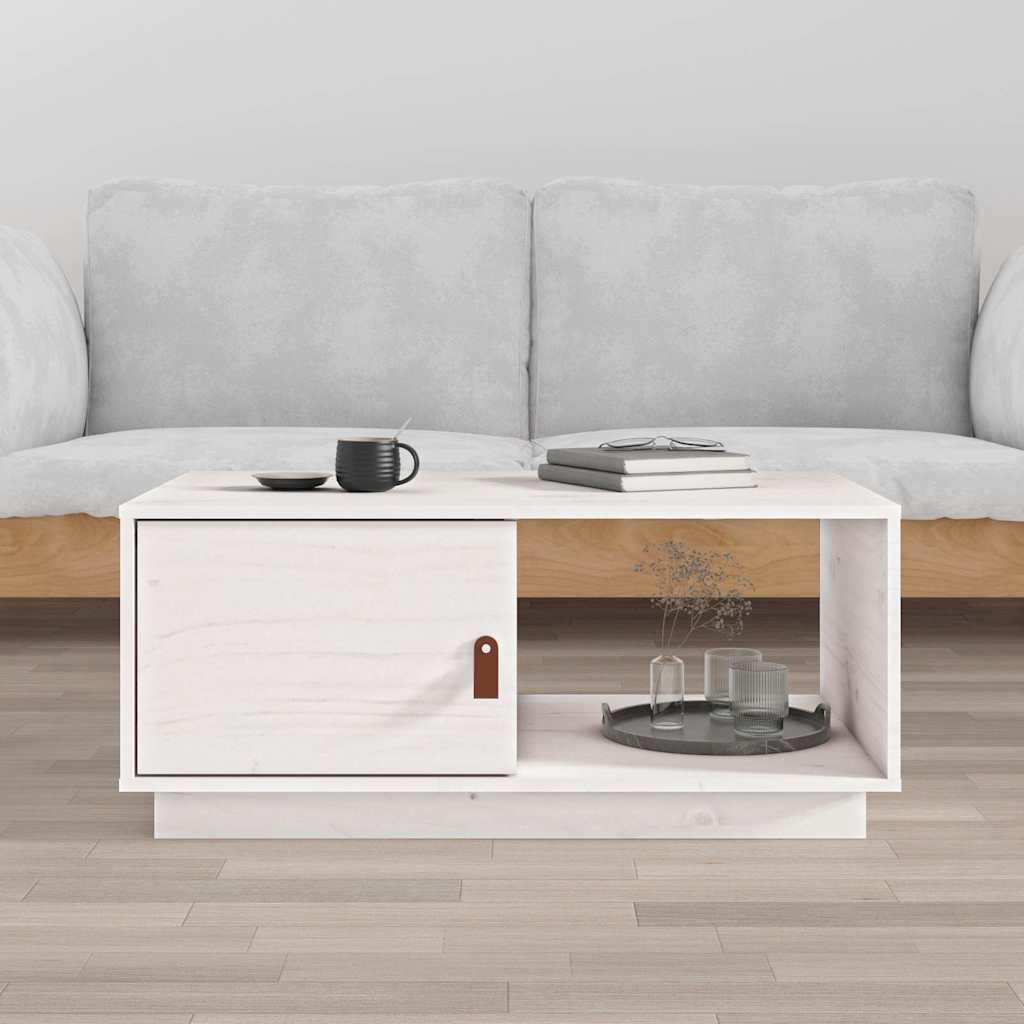 818261 vidaXL Coffee Table White 80x50x35,5 cm Solid Wood Pine
