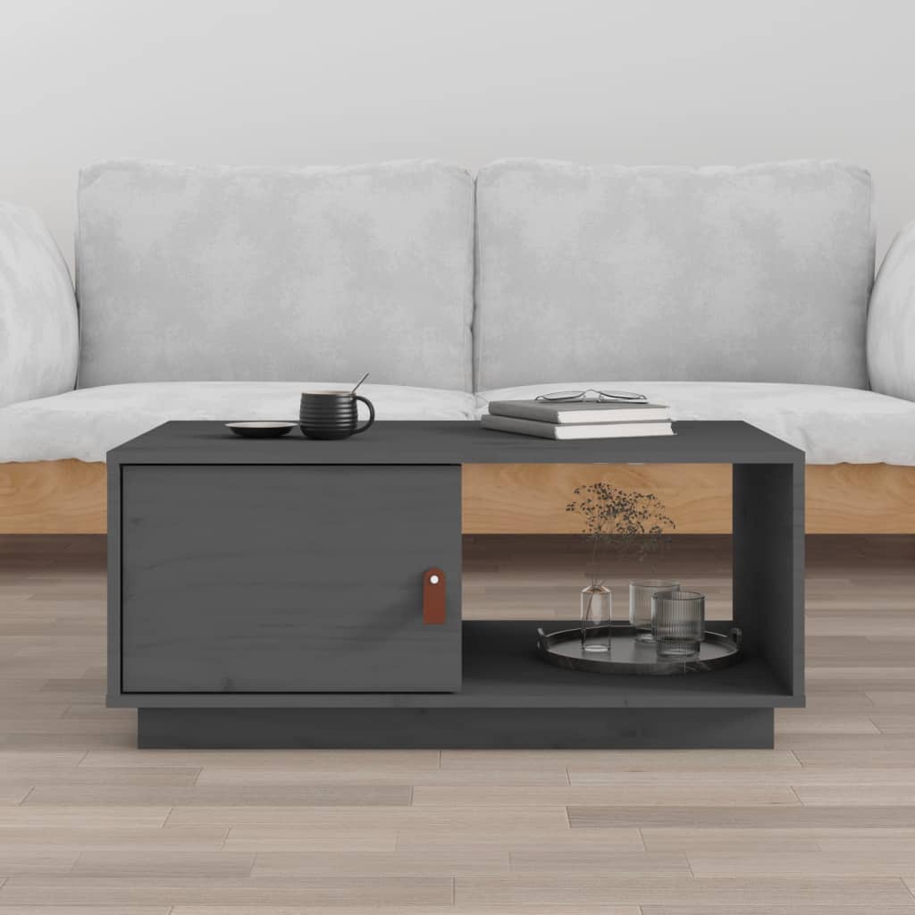 Coffee Table Grey 80x50x35.5 cm Solid Wood Pine