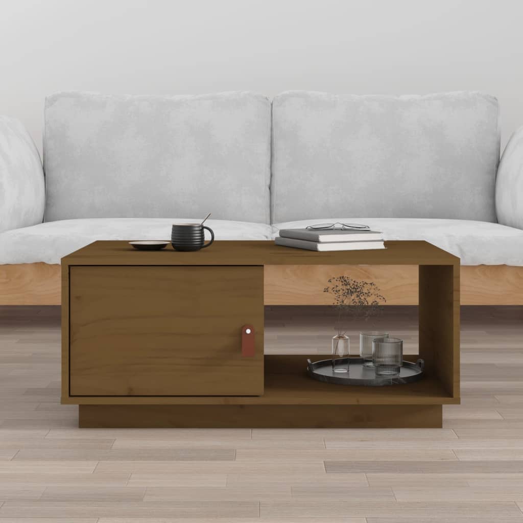 Coffee Table Honey Brown 80x50x35.5 cm Solid Wood Pine
