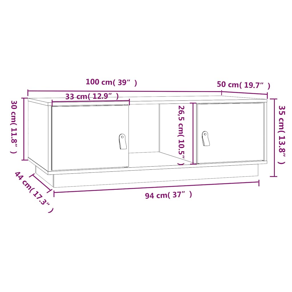 Coffee Table 100x50x35 cm Solid Wood Pine