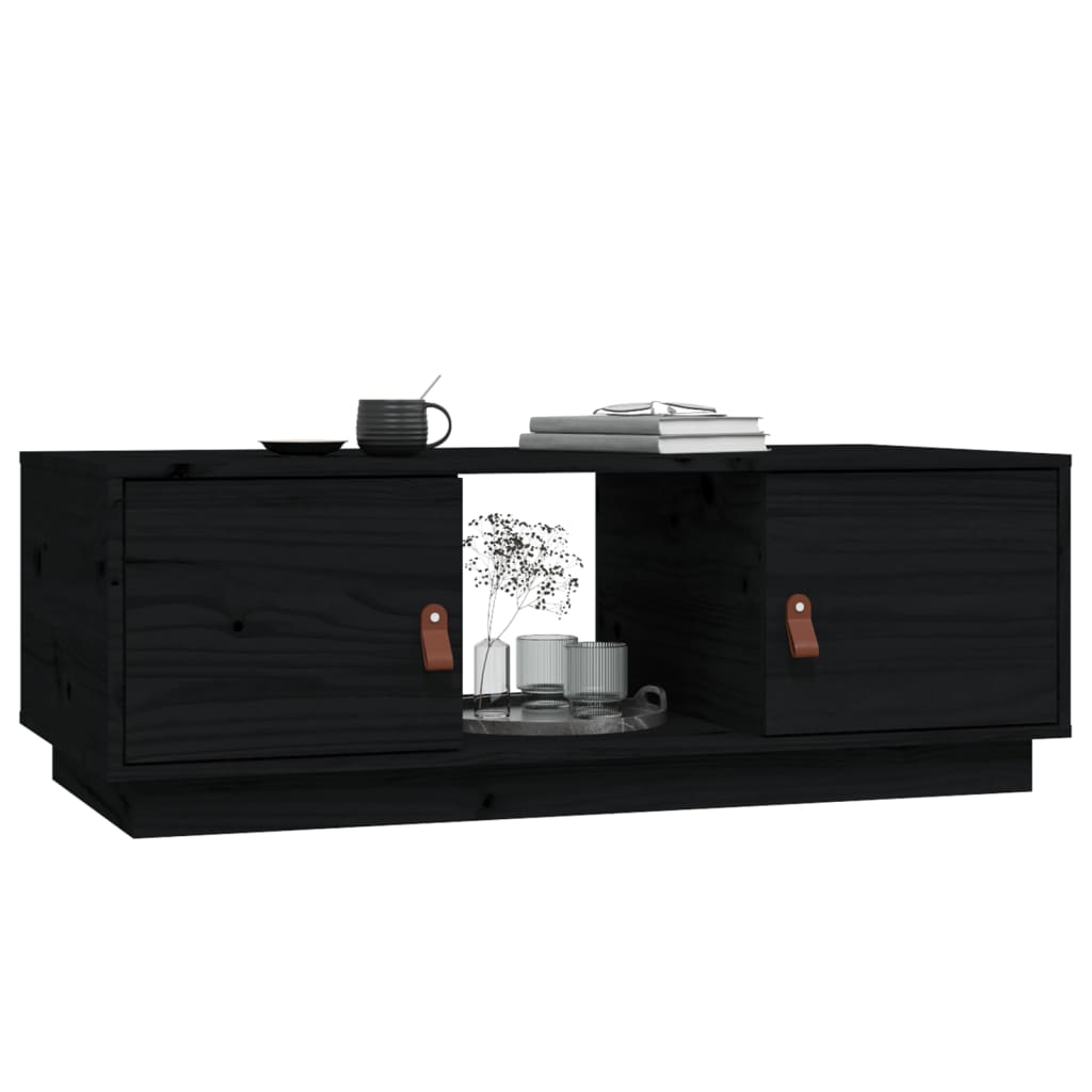 Coffee Table Black 100x50x35 cm Solid Wood Pine