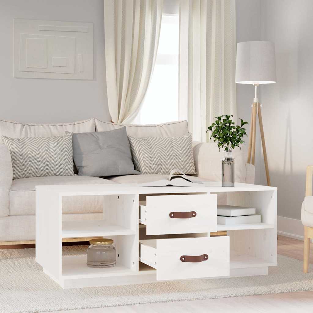818271 vidaXL Coffee Table White 100x50x41 cm Solid Wood Pine