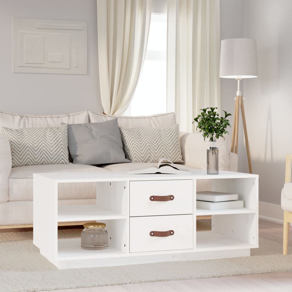 818271 vidaXL Coffee Table White 100x50x41 cm Solid Wood Pine