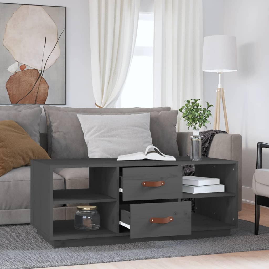 818272 vidaXL Coffee Table Grey 100x50x41 cm Solid Wood Pine