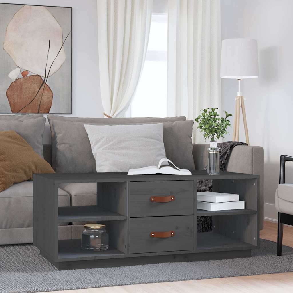 818272 vidaXL Coffee Table Grey 100x50x41 cm Solid Wood Pine