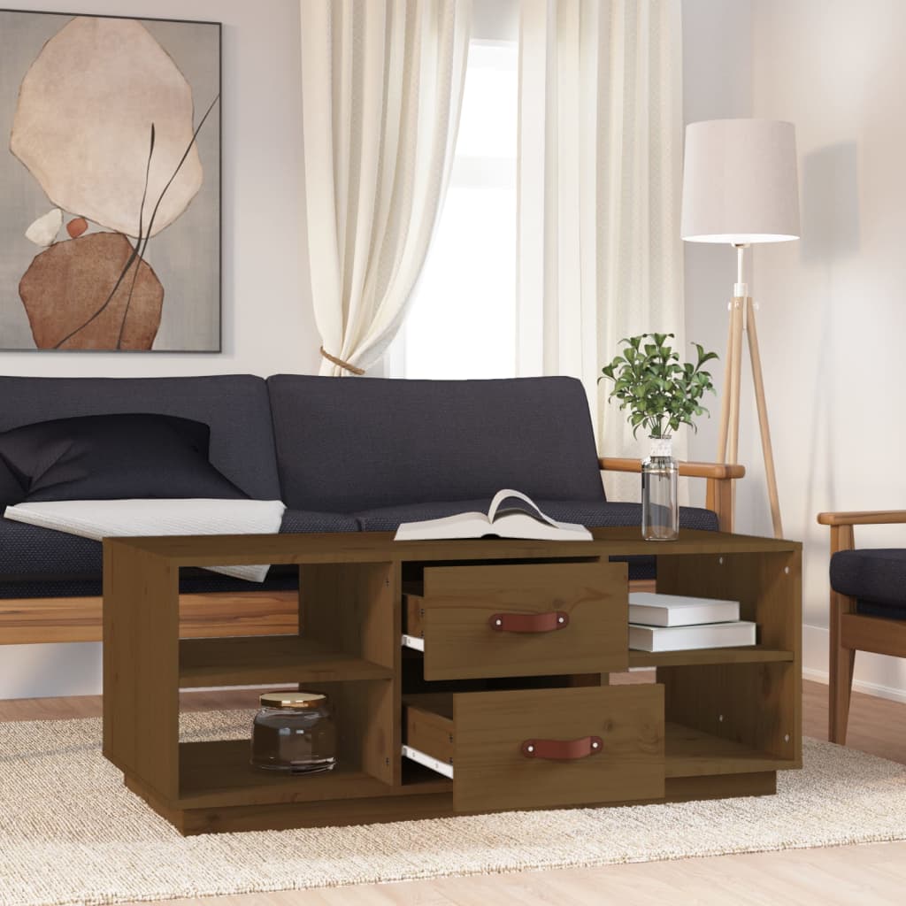 818273 vidaXL Coffee Table Honey Brown 100x50x41 cm Solid Wood Pine