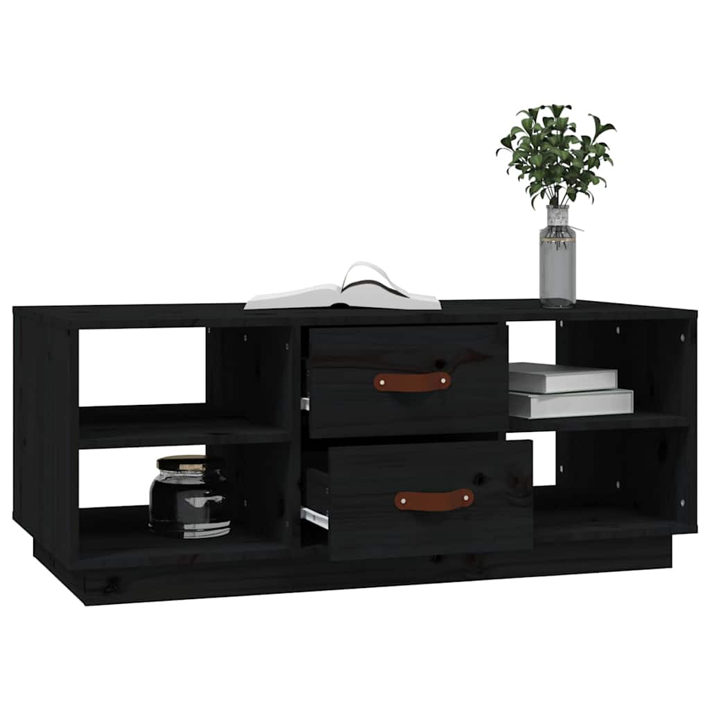 818274 vidaXL Coffee Table Black 100x50x41 cm Solid Wood Pine